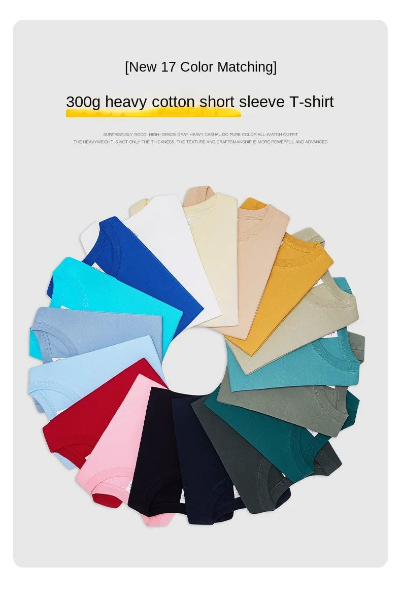 Camisas masculinas de manga curta 300g algodão