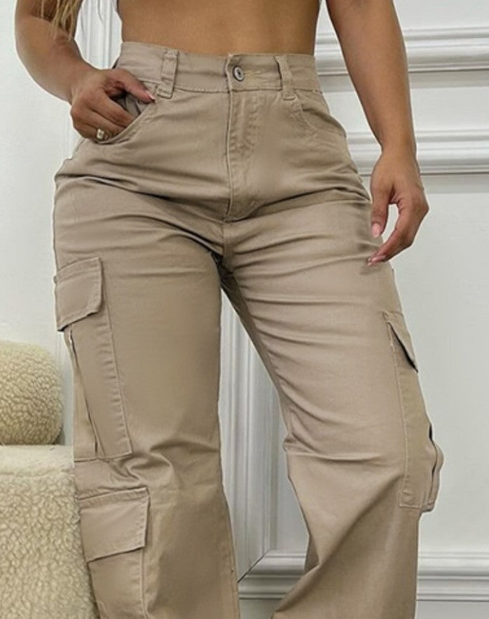 Calça cargo Americana feminina com Cintura alta