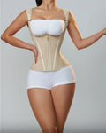Modelador Corporal Modelador Feminino Colete Tops Compressão
Dupla Cintura Modelador Corset De Zíper Ajustável e Ganchos